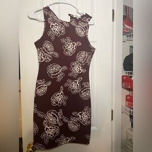 Floral Sleeveless Dress - Burgundy and White